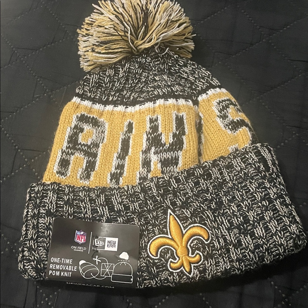 New Era NFL New Orleans Saints Pom Beanie - Black & Gold
